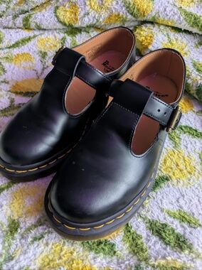 Black Dr Martens Polley T-Bar Mary Janes Size 5 US